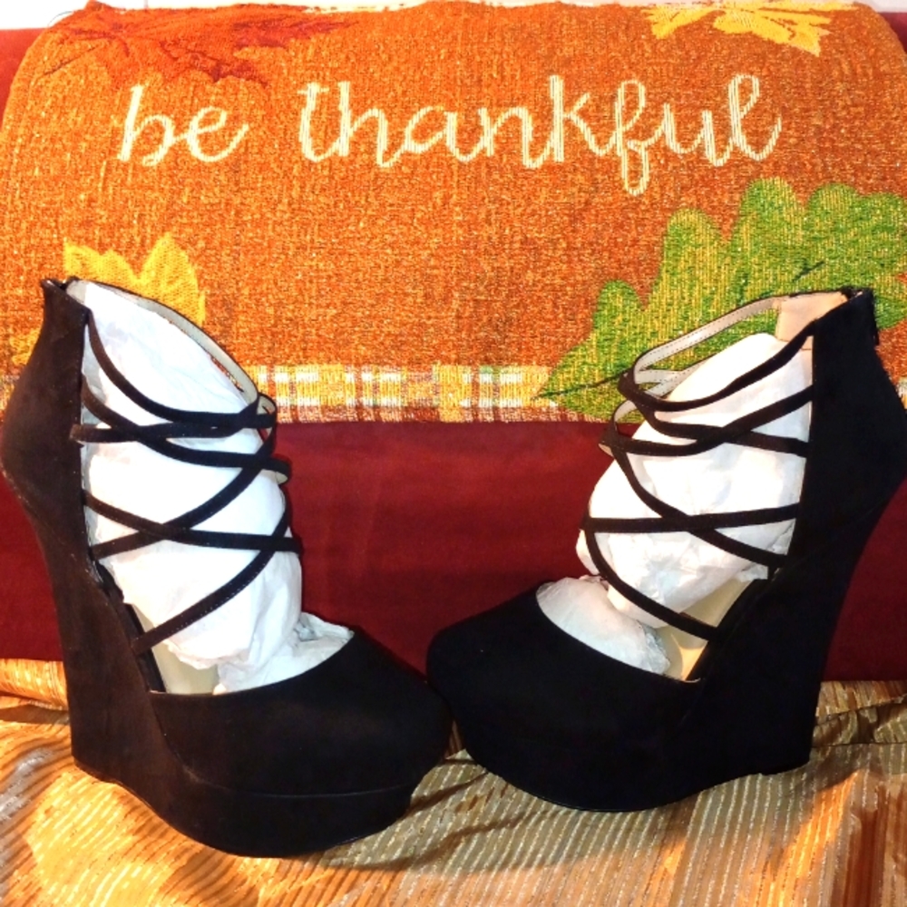 Sexy Faux Suede Wedged Heels